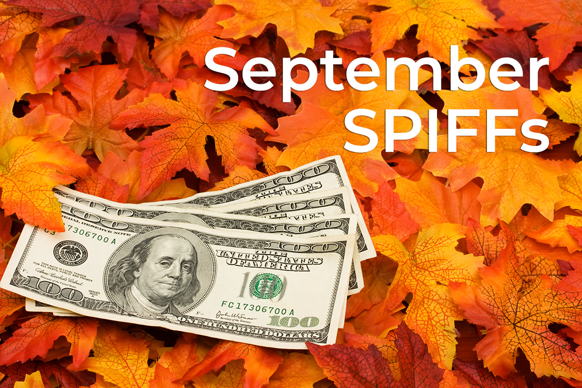 September SPIFFs - fall leaves with cash